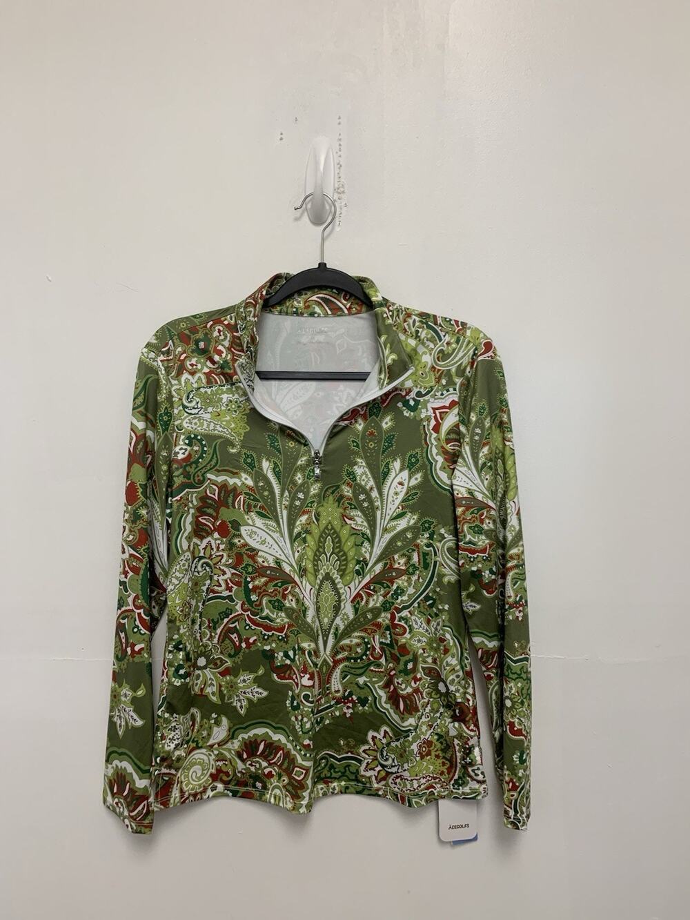 Cegolfs UPF 50+ Women's Paisley Golf Moisture Wicking 1/4 Top Size Medium
